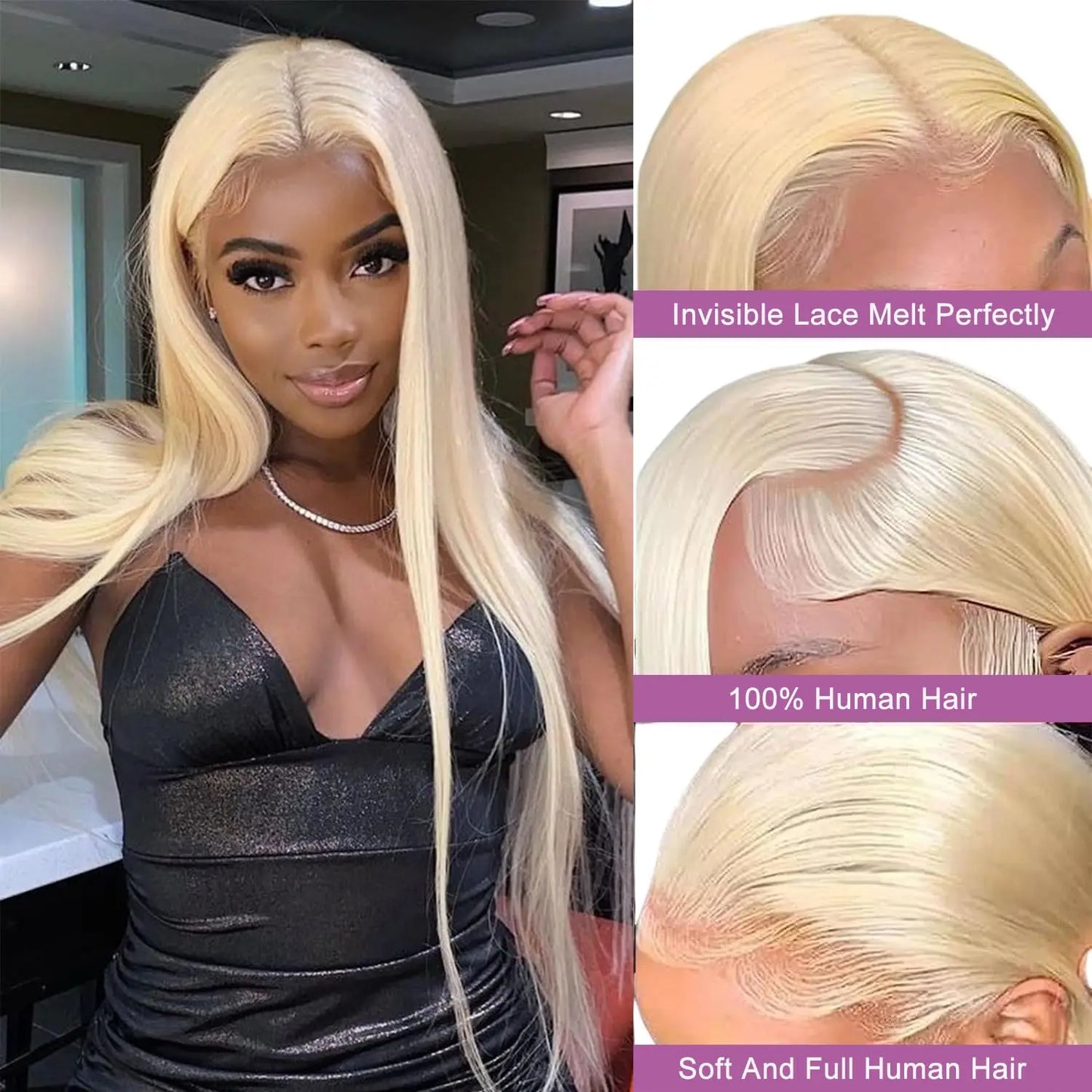 30 Inch 613 Lace Front Wig Human Hair 200% Density 13x6 Straight Blonde HD Transparent Lace Front Wigs Human Hair Pre Plucked